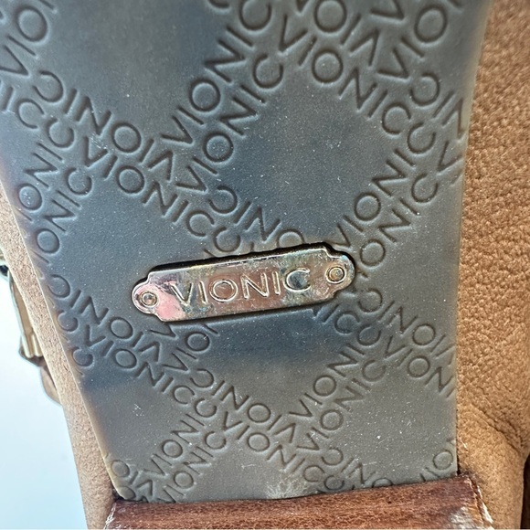 Vionic Leather Sterling Zip Up High Heel Ankle Boots Womens Size 7 In Saddle - Picture 7 of 10